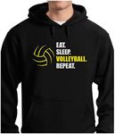 Tstars - Eat Sleep Volleyball Repeat for Volleyball Lovers Hoodie Large Black