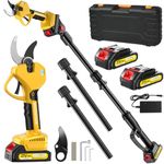 Electric Secateurs, 2M Telescopic Tree Pruner, 50 mm 2 * 2Ah Electric Pruning Shears, Tree Loppers Long Reach Telescopic, Pruner Cordless, 2-in-1 Professional Garden Power Tools for Plants, Trees