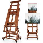 VISWIN Extra-Large Master H Frame Easel, Hold 1 or 2 Canvas up to 200 cm, Tilts Flat, Movable Solid Beech Wood Heavy Duty Floor Easel Stand for Painting, Adjustable Art Easel for Adult, Artist - W