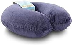 Crafty World Travel Neck Pillow Memory Foam Airplane Travel Accessories Essentials Comfortable Washable Cover Plane Neck Support Pillow for Neck Pain Relief Sleeping Purple ﻿