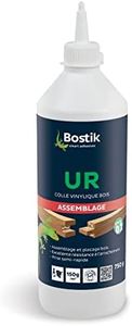 Bostik UR - Colle Vinylique Bois - Spécial D2 - Assemblage et Placage Bois Toutes Essences -Intérieur - Blanche, Translucide Après Séchage - 1 Biberon 750 g
