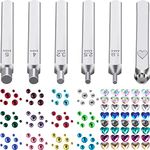 DIY Metal Stamping Kit Crystals Setter Stamping Punches Kit 2600 Pieces Multi Colored Flatback Rhinestones Heart Metal Hand Stamp 5 Pieces Circle Jewelry Design Stamps Jewelry for DIY Crafts, 6 Size