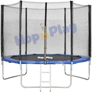 Hop N Play 8FT Trampoline for Kids & Adults with Safety Enclosure Net | Indoor & Outdoor Use | 150 kg Weight Limit | Heavy-Duty Frame | Extra Bounce & Fun
