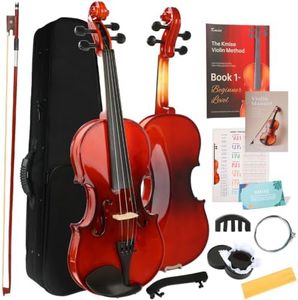 Kmise Teacher Approved 4/4 Full Size Violin Starter Kit for Adults Beginners Students, High Density Ebony Acoustic Violins, Fiddle Bundle with Case, Bow, Rosin, Strings, Shoulder Rest & Guide