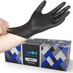 Hand-E Touch Black Nitrile Medical Gloves Disposable [Extra Thick 5 Mil] Medium - 100 Count - Surgical Gloves Latex Free, Powder Free Medical Exam Gloves