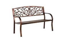 Plow & Hearth 37320 Blooming Metal Garden Bench, Bronze