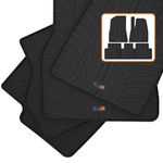 TRAVALL Rubber Car Mats (set of 4) compatible with Tesla Model 3 (2020-Cuurent) Heavy Duty Floor Mats Moulded Premium Mats Easy Clean Black with Clips - Anti Slip All-Weather Protection