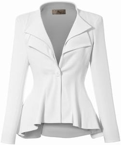 Hybrid & Company Women Double Notch Lapel Office Blazer JK43864 1073T White Large