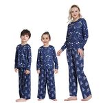 MANCYFIT Christmas Pajamas for Family Pjs Matching Sets Holiday Women Jammies Men Sleepwear Long Sleeve Shirt & Plaid Pants Blue Christmas Snowflake Medium