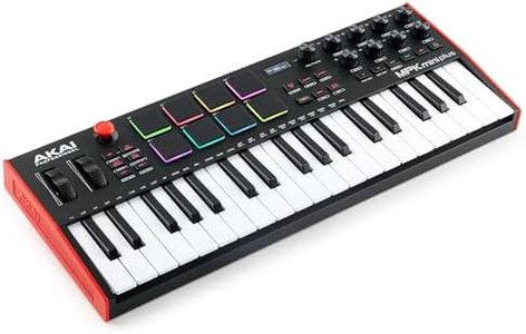 AKAI Professional MPK Mini Plus - Teclado controlador MIDI USB de 37 mini teclas y 8 pads MPC, secuenciador, perillas y software de producción musical