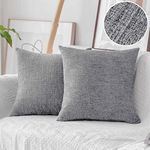 Home Brilliant Grey Mix White Cushion Covers 45 x 45 Set of 2, Cushion Cover for Sofa Bed Couch, Chenille Cushion Protectors for Cushions, (45cm x 45cm, Grey White)