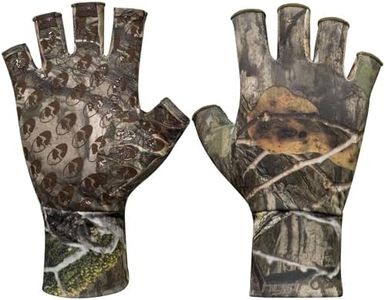 Mossy Oak Fingerless Camo Hunting Gloves | Lightweight & Breathable Stretch Material with Textured Palm Grip | Turkey Hunting & Bow Hunting Gloves for Men & Women