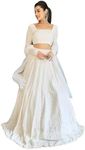 TRENDMALLS Women's Georgette Embroidery Work Lehenga Choli With Dupatta (L64-New-Bridal-Latest-Wedding-Sequnce-Lehenga-White-Designer-Free), Off White, One size (TM.L64.White)