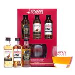 Whisky Gift Set - The Famous Grouse Trio & Glass Gift Set - 3x 5cl, The Famous Grouse Scotch Whisky, Smoky Black, The Famous One and Branded Whisky Glass - Christmas, Birthday, Whiskey Gifts For Men