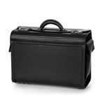 Tassia Business Briefcase Attaché Bag - Luxury Pilot Case Flight Business Case - Secure Hand Luggage Pilot Case with Gun Metal Combination Locks, Laptop Case with Overnight Compartment