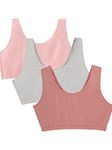 Fruit of the Loom Women's Built Up Tank Style Sports Bra, Heather Grey/Dusk/Blushing Rose, 42