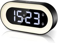 Newest Digital LED Alarm Clock with Smart Night Light, Electronic Desktop Clock with Dual Alarm, Adjustable Brightness, Snooze, Adjustable Volume, 12/24H Display,18 Ringtones for Home, Bedroom,Black