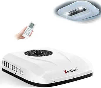 Xenjum 12V RV Air Conditioner, 11000BTU ONLY-43LBS Low-Profile Camper AC Unit, Ultra-Low Energy Use, 12 Volt DC Battery Powered Quiet AC for Off-Grid Camping, RVs, Vans, Trucks, Trailers (Cool Only)