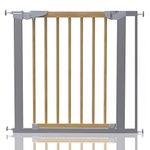 Safetots Beechwood and Metal Pressure Fit Safety Stair Gate, 77.5cm - 84.4cm, Safety Gate for Baby, Stylish Design and Easy Installation