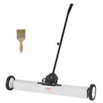 VEVOR 55Lbs Rolling Magnetic Sweeper with Wheels,Push-Type Magnetic Pick Up Sweeper, 24-inch Large Magnet Pickup Lawn Sweeper with Telescoping Handle, Easy Cleanup of Workshop Garage Yard