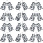 24PCS Cheerleading Pom Poms Metallic Foil Plastic Pom Poms with Baton Handle for Game Sports Squads Dancing Party Football Basketball Club Spirit Sports Stage Performance Celebration (silver)