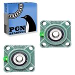 PGN UCF202-10 Pillow Block Bearing - Pack of 2 Square Flange Mounted Pillow Block Bearings - Chrome Steel Bearings with 5/8" Bore - Self Alignment