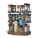 Allstar Innovations Spice Spinner Three-Tiered Spice Organizer & Holder That Saves Space, Keeps Everything Neat, Organized & Within Reach With Dual Spin Turntables Grey- 3 Tier