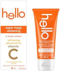 Hello Whitening Toothpaste with Fluoride Powered by Vitamin C, Teeth Whitening Toothpaste for Adults, Helps Freshen Breath and Removes Surface Stains, SLS Free, Natural Peppermint Flavor, 82mL Tube