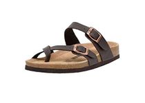 CUSHIONAIRE Women's Luna Cork Footbed Sandal With +Comfort, Brown Nappa, 9