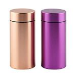 OZCHIN 2 PCS Aluminum Storage Jar Portable Airtight Smell Proof Container Bottle Multipurpose Storage Container for Spices, Coffee & Teas (Rose Gold + Purple, 80 ml)