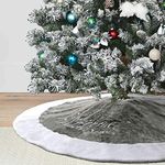 Dremisland 36" Luxury Faux Fur Christmas Tree Skirt with Snowflake Double Layers Soft Tree Skirt Base Tree Mat Base Cover for Xmas Holiday Party Decoration - Grey (Grey, 36inch/90cm)