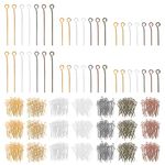 Lusofie 1400pcs Eye Pins for Jewelry Making Eye Pins Open Head Pins Mixed Eye Pins Jewelry Findings for Jewelry Making Supplies(7 Colors)