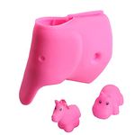 iHomeGarden Bath Spout Cover - Bathtub Faucet Cover for Kid - Bath Tub Faucet Extender Protector for Baby - Silicone Soft Spout Cover Baby Pink Elephant - Child Bathroom Cute Accessories