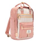 SEVENTEEN LONDON – Modern Urban Unisex Cream & Pink 'Wimbledon' Backpack in a Classic Slim Simple Design – Fits Laptop up to 13”