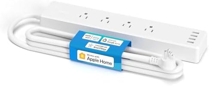 meross Smart Power Strip Compatible with Apple HomeKit, Siri, Alexa, Google Home and SmartThings, WiFi Surge Protector with 4 AC Outlets, 4 USB Ports and 6ft Extension Cord, Voice and Remote Control