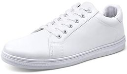 JOUSEN White Sneakers Mens Fashion Sneakers Lightweight Breathable Casual Shoes (AMY871ACA White 10.5)