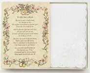 Wedding Handkerchief Poetry Hankie (Groom’s Mother to Bride) White, Lace Embroidered Bridal Keepsake, Beautiful Poem | Long-Lasting Memento for the Bride | Includes Gift Storage Box