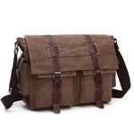 KUSTON Canvas Messenger Bag for Men, Computer Shoulder Bag, Multi-Pocket Bag, Postman Bag