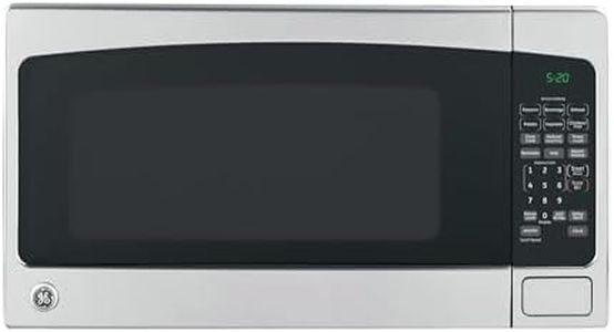 GE Countertop Microwave Oven, 1,200-watt Capacity, 2.0 Cubic Ft., 8 Auto Setting Cooking Settings, Child-Lock Technology, Kitchen Essentials for the Countertop, Dorm Room or Apartment, Satinless Steel