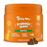 Zesty Paws Probiotic Chews for Dogs | Digestive Enzymes for Gut Flora, Digestive Health, Diarrhoea & Bowel Support | Dog Supplement Soft Chew for Pet Immune System | Pumpkin Flavour - 90 Ct