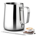 PLACHIDAY Milk Frothing Pitcher 20oz, Metal Barista Espresso Pitcher for Cappuccino Latte and Espresso, 304 Stainless Steel Coffee Tools Cup 600ml