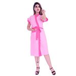 Poorak Silver Collection Free Size Upto 42 Inches Bath Robe for Women -Pink Pink