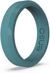 Enso Rings Bevel Thin Silicone Wedding Ring – Hypoallergenic Unisex Stackable Wedding Band – Comfortable Minimalist Band – 5.08mm Wide, 2.16mm Thick Teal Size: 4