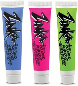 Zinka Colored Nosecoat Zinc Oxide Water Resistant 3 Pack Bundle 0.6 Ounce Tube - Blue Pink Green