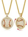 Bling Baseball Necklace for Men Teen, Mens Bling Softball Player Chain Necklaces Sports Jewelry