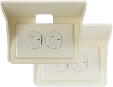 Power Perch Horizontal Outlet Shelf Organizer for Alexa Echo Dot Speakers, Phone - Wall Outlet Holder with Cord Storage Strap - Socket Shelf Bathroom Kitchen Counter Charging Station - Almond 2 Pack