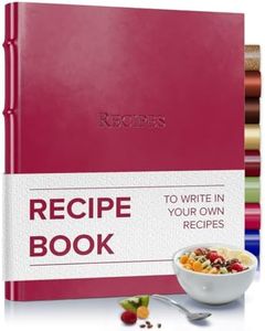 Gallery Leather Personalized Recipe book to write in your own recipes - Custom, 3 Ring Binder With Plastic Sleeves, Blank, 25 Pocket Pages and Ivory Cards - Acadia Wild Rose - 9.25 x 8 "