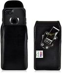 iPhone 8, iPhone 7 Vertical Belt Case for Otterbox DEFENDER Case, Turtleback iPhone 8, iPhone 7 Holster made for Otterbox DEFENDER with Rotating Belt Clip, Black Leather Pouch, Heavy Duty Made in USA