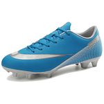 VTASQ Boys Football Boots Kids Soccer Athletics Training Shoes Cleats Shoes Teenager Outdoor Football Shoes Girls Breathable Sneakers Unisex Blue Size 5