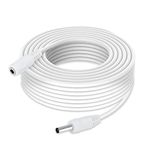 CASPERi 3M/5M/10M CCTV 2.1 x 5.5mm White DC 12V Power Extension Cable Male to Female, Power Supply Adapter Extender Cord for CCTV Security Cameras, DVRs, LED Strips, Routers (10 Meter White)